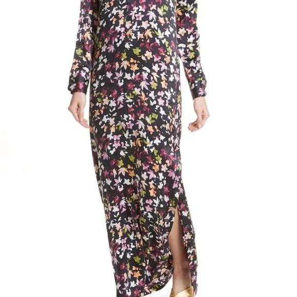 Equipment Floral Silk Button Sleeve Maxi Dress sz - Picture 8 of 8
